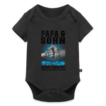 Papa & Sohn Familie Sohn Geschenk - Baby Premium Kurzarmbody - Schwarz - Vorne