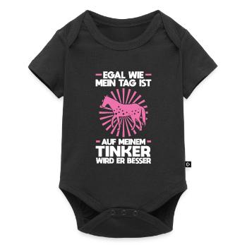 Tinker Pferd Reiter Geschenk - Baby Premium Kurzarmbody - Schwarz - Vorne
