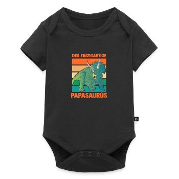 Papa Père Dino Dinosaure Papasaurus - Body à manches courtes Premium Bébé - noir - Devant