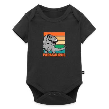 Papa Père Dino Dinosaure Papasaurus - Body à manches courtes Premium Bébé - noir - Devant