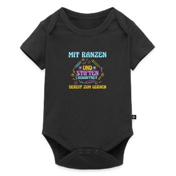 Kita Abgänger Schulanfang Schulkind Dino Einschulu - Baby Premium Kurzarmbody - Schwarz - Vorne