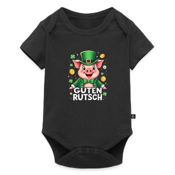 Guten Rutsch Silvester Neujahr Glücksschwein - Baby Premium Kurzarmbody - Schwarz - Vorne