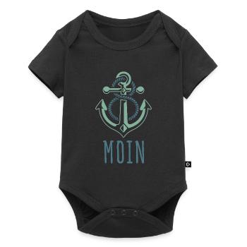 Captain Schiffanker Anker Nordsee Spruch Geschenk - Baby Premium Kurzarmbody - Schwarz - Vorne