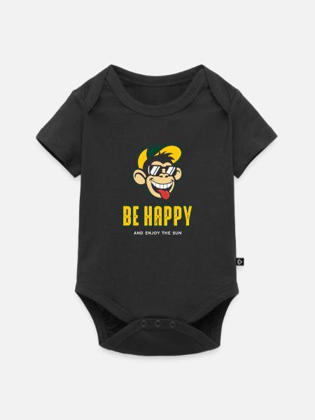 Be Happy - Baby Premium Kurzarmbody - Schwarz