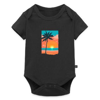 Rétro Sunrise sur la plage - Body à manches courtes Premium Bébé - noir - Devant