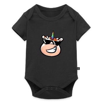 Cool cow with sunglasses - unicorn cow - Baby Premium short-sleeve bodysuit - black - Front