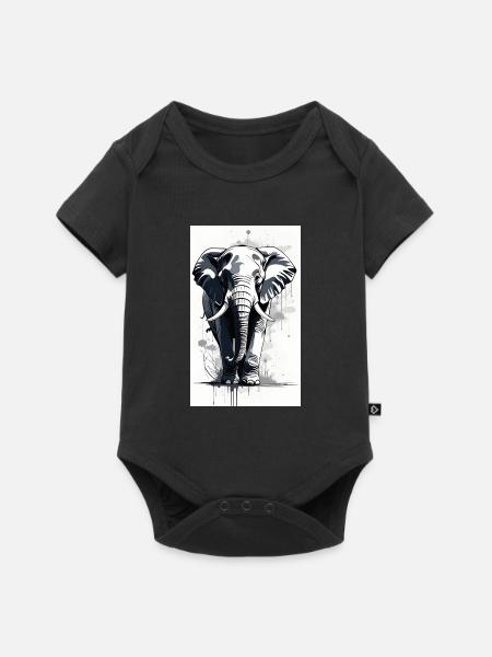 Elefant | Wildtier | Afrika | Kindermotive - Baby Premium Kurzarmbody - Schwarz