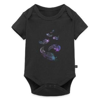 plumes arc-en-ciel lilas bleu vert menthe - Body à manches courtes Premium Bébé - noir - Devant