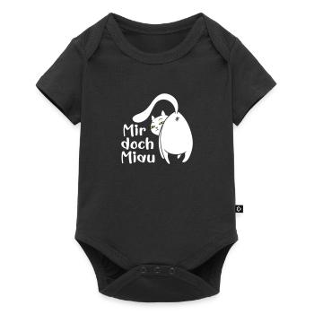 Katze lustig Miau egal lustige Sprüche Haustier - Baby Premium Kurzarmbody - Schwarz - Vorne