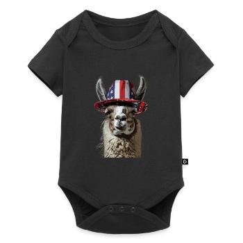 Coole Amerika Llama Sonnenbrille Patriotisch - Baby Premium Kurzarmbody - Schwarz - Vorne