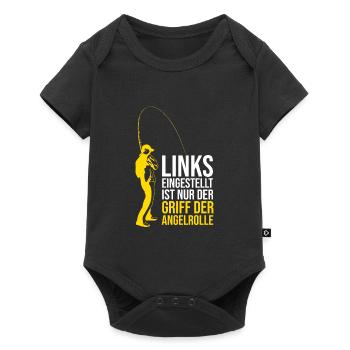 Links eingestellt ist nur der Griff der Angelrolle - Baby Premium Kurzarmbody - Schwarz - Vorne