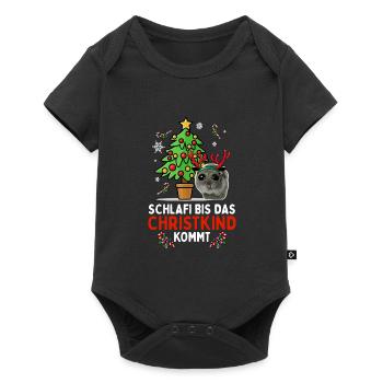 Schlaf Bis Das Christkind Kommt Hamster - Baby Premium Kurzarmbody - Schwarz - Vorne