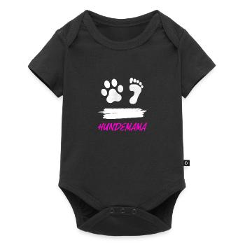 Hundemama HUND TShirt Spruch Hundepapa - Baby Premium Kurzarmbody - Schwarz - Vorne