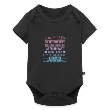 Bonus Papa Stiefvater Vatertag Geschenkidee - Baby Premium Kurzarmbody - Schwarz - Vorne