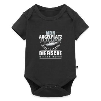 Mein Angelplatz ist so geheim nicht mal die Fische - Baby Premium Kurzarmbody - Schwarz - Vorne