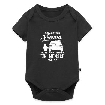 Dein bester Freund muss nich immer ein Mensch sein - Baby Premium Kurzarmbody - Schwarz - Vorne