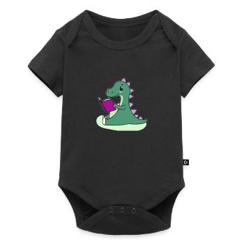 Mignon livre lisant Dinosaure - Body à manches courtes Premium Bébé - noir - Devant