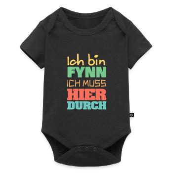 Vorname Name Fynn Geschenkidee - Baby Premium Kurzarmbody - Schwarz - Vorne
