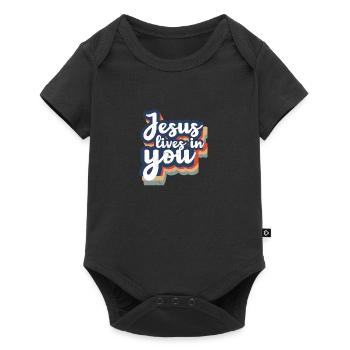 Jésus vit en toi Bible chrétienne - Body à manches courtes Premium Bébé - noir - Devant