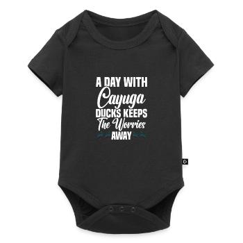 Cayuga Duck Owner Stuffed Animal Enclosure Toys - Baby Premium short-sleeve bodysuit - black - Front