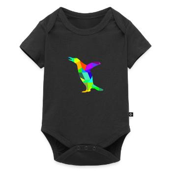 Pingouin arc-en-ciel animaux polygone - Body à manches courtes Premium Bébé - noir - Devant