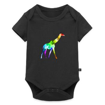 Colorful Rainbow Giraffe Animals Polygon - Baby Premium short-sleeve bodysuit - black - Front