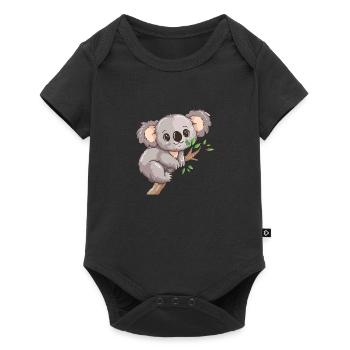 glücklicher Koalabär Koala auf Bambus - Baby Premium Kurzarmbody - Schwarz - Vorne