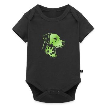 Dalmatian, dog head, drawing green - Baby Premium short-sleeve bodysuit - black - Front