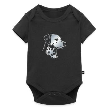 Dalmatian, dog head, drawing silver - Baby Premium short-sleeve bodysuit - black - Front