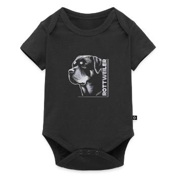 Tête de dessin ROTTWEILER argent - Body à manches courtes Premium Bébé - noir - Devant