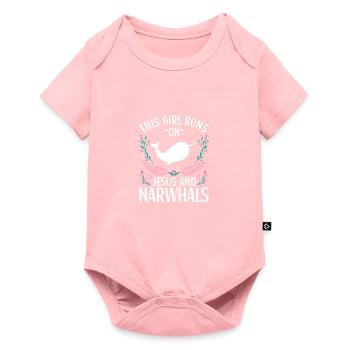 Tenue de narval Animal marin Baleines à dents - Body à manches courtes Premium Bébé - rose - Devant