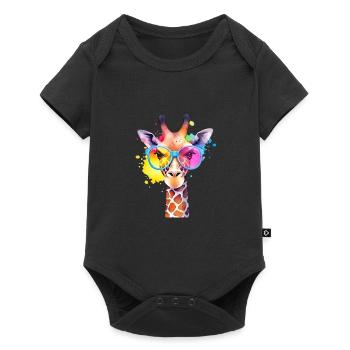 Colorful cool giraffe with sunglasses - Baby Premium short-sleeve bodysuit - black - Front