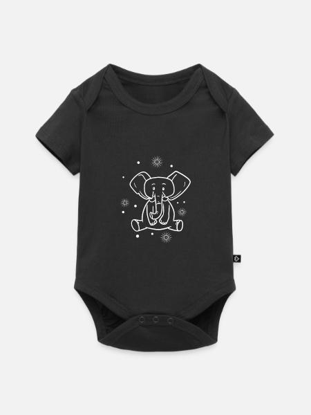 süßer Baby Elefant - Baby Premium Kurzarmbody - Schwarz
