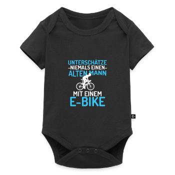 Lustiger Radfahrer Spruch Alter Mann E-Bike Shirt - Baby Premium Kurzarmbody - Schwarz - Vorne