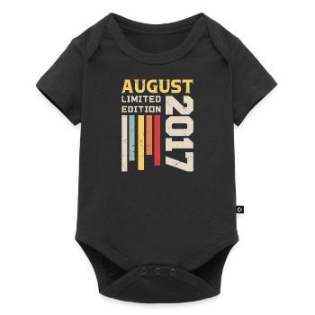 August 2017 - Geburtstagsgeschenk August 2017 August - Baby Premium Kurzarmbody - Schwarz - Vorne