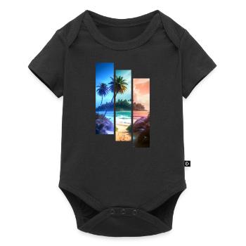 Rayures BEACH en 3 couleurs - Body à manches courtes Premium Bébé - noir - Devant