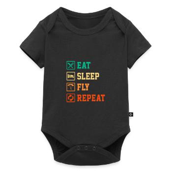 Eat Sleep Fly Repeat Paragliding Parachute Paragli - Baby Premium Kurzarmbody - Schwarz - Vorne