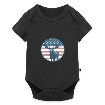 American Flag Moose - Baby Premium short-sleeve bodysuit - black - Front