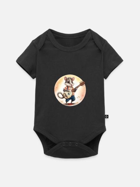 Opossum spielt Banjo - Baby Premium Kurzarmbody - Schwarz
