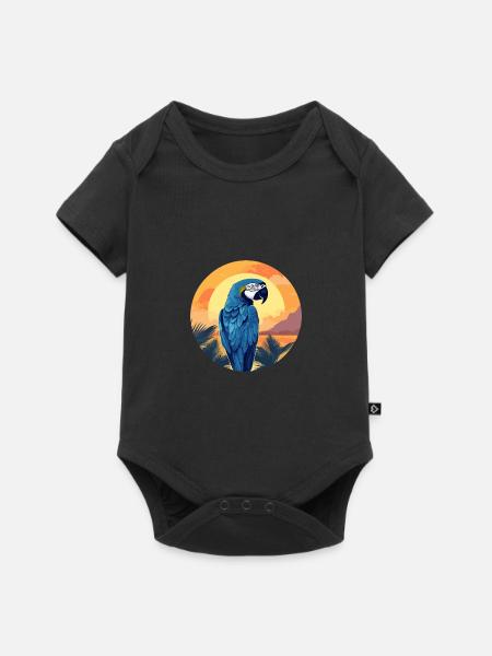 Blau-Gold Ara - Baby Premium Kurzarmbody - Schwarz