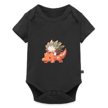 Mignons tours de hérisson sur dino - Body à manches courtes Premium Bébé - noir - Devant