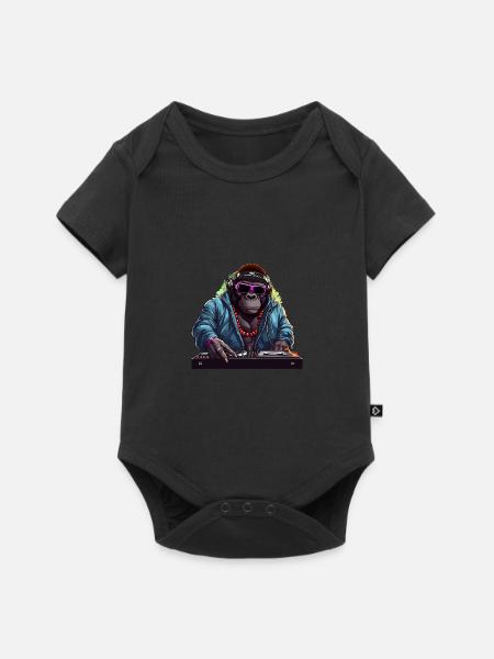 DJ Gorilla - Baby Premium Kurzarmbody - Schwarz