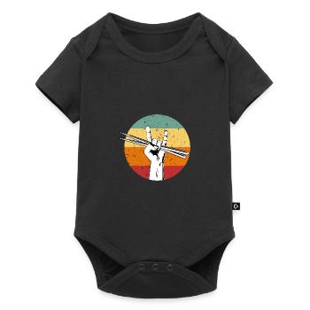 Rock Hand Sign Retro Drumsticks Drum Player - Baby Premium short-sleeve bodysuit - black - Front