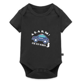 Alarm ich bin schon 3 Polizei - Baby Premium Kurzarmbody - Schwarz - Vorne