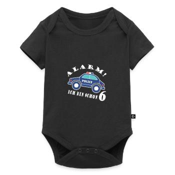 Alarm ich bin schon 6 Polizei - Baby Premium Kurzarmbody - Schwarz - Vorne