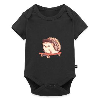 Süßer Igel skatet - Baby Premium Kurzarmbody - Schwarz - Vorne