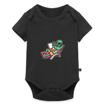 Alien eating pizza - Baby Premium short-sleeve bodysuit - black - Front