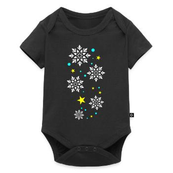 Schneeflocken Bunt - Baby Premium Kurzarmbody - Schwarz - Vorne