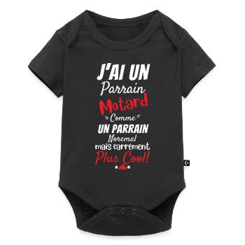 J ai un parrain motard cadeau de naissance moto - Body à manches courtes Premium Bébé - noir - Devant