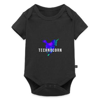 Technocorn Techno Festival Rave Raver Musik DJ EDM - Baby Premium Kurzarmbody - Schwarz - Vorne